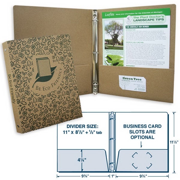 Kraft Chipboard 3 Ring Binder USA Made Recycled 1 2 rings Eco Promotional Products